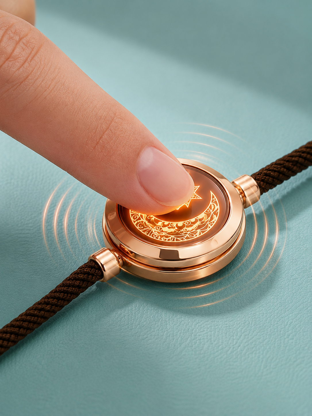 A touch activating the Adora Amor bracelet